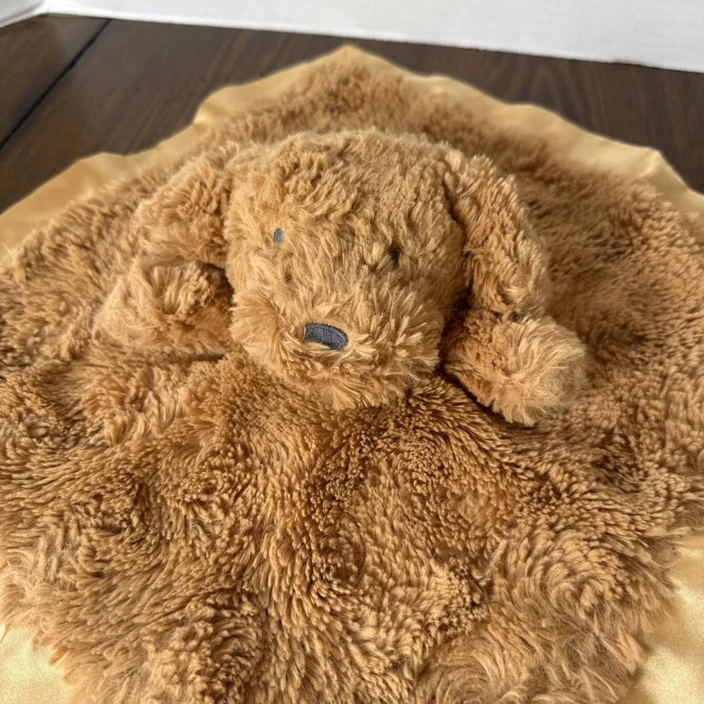 Cloud Island  Puppy Dog Lovey Security Blanket Brown Satin Trim 14